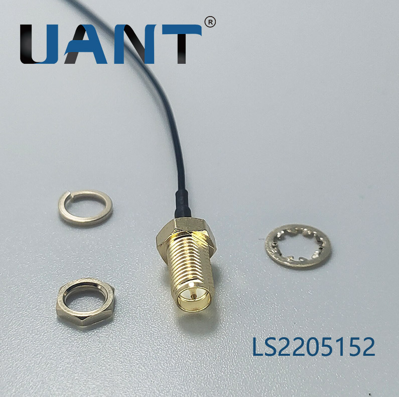 SMA母头公针延长线,H8L10mm,线长L=204mm+四代端子（1.13黑色线）