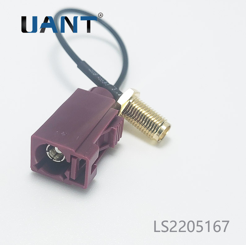 Fakra-D型紫色母头+SMA母头母针(H8L11mm),线长L=100mm（RG178黑色线）