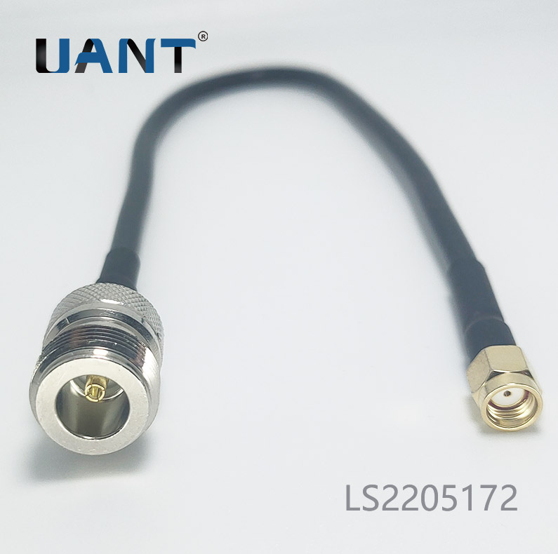 N母头短牙型 TO SMA公头母针,线长L=300mm（黑色RG58线）