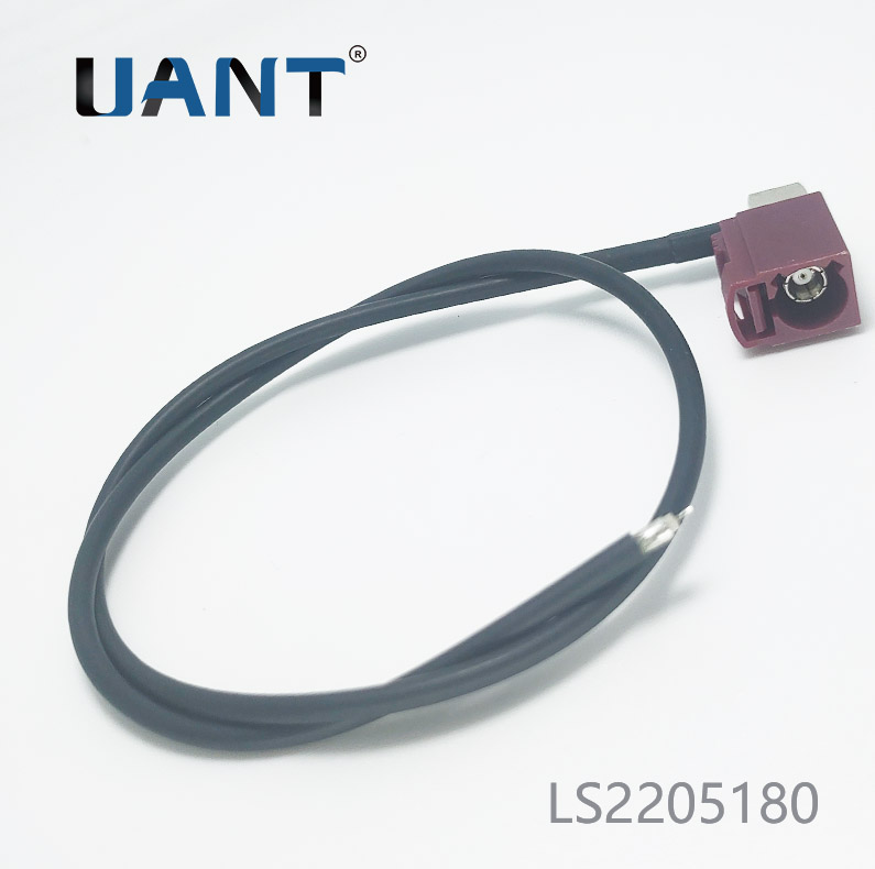 Fakra-D型紫色R/A母头延长线，端剥线2/2/3，线长L=400mm（1.5DS黑色线）