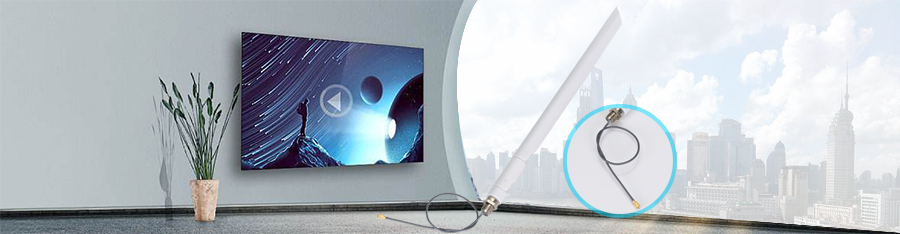 3dBi 菱形SMA转折短下固白色星空电子+IPEX   PE线材